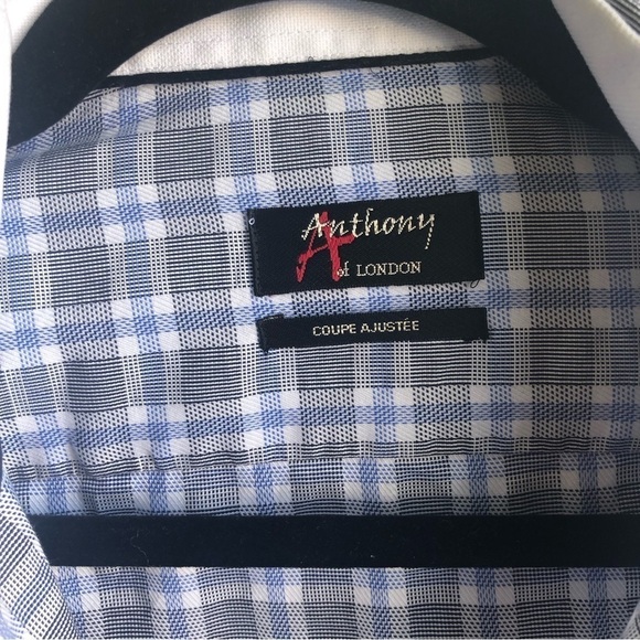 Anthony of London blue plaid button down shirt - Picture 3 of 7